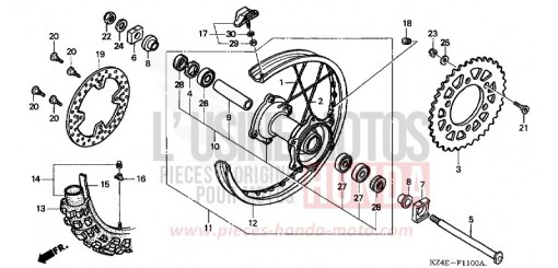 ROUE ARRIERE CR125RY de 2000